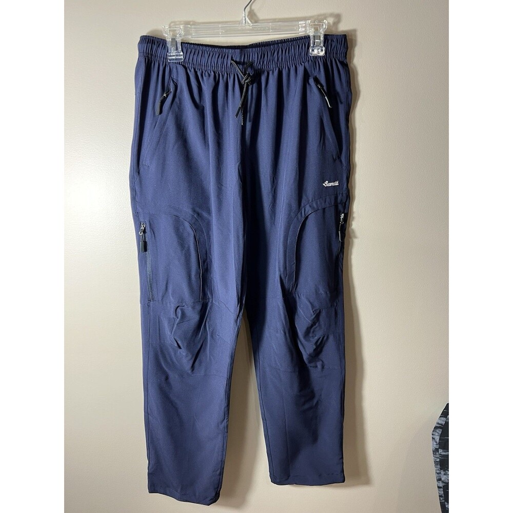 Seamaid Pant Womens Large Blue Polyester Cargo Straight Leg Workwear Stretch